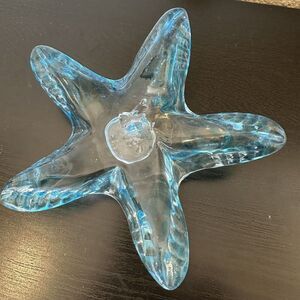 Glass Blue Starfish Paperweight Decor Accent Home Office